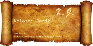 Kolozsi Jenő névjegykártya